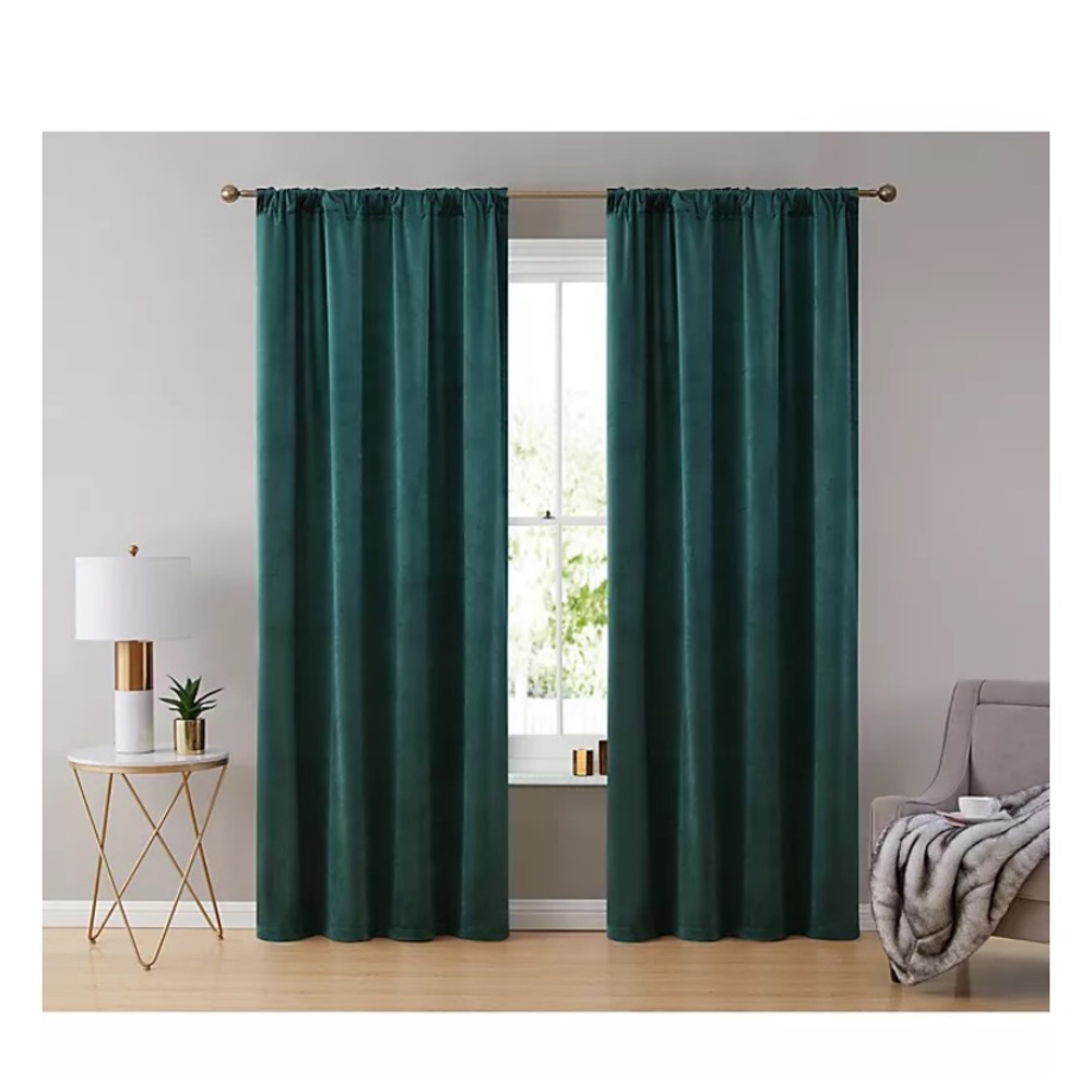 Forest Green Velvet Curtains! 6 Panels 54” x 96” brand new in original packaging